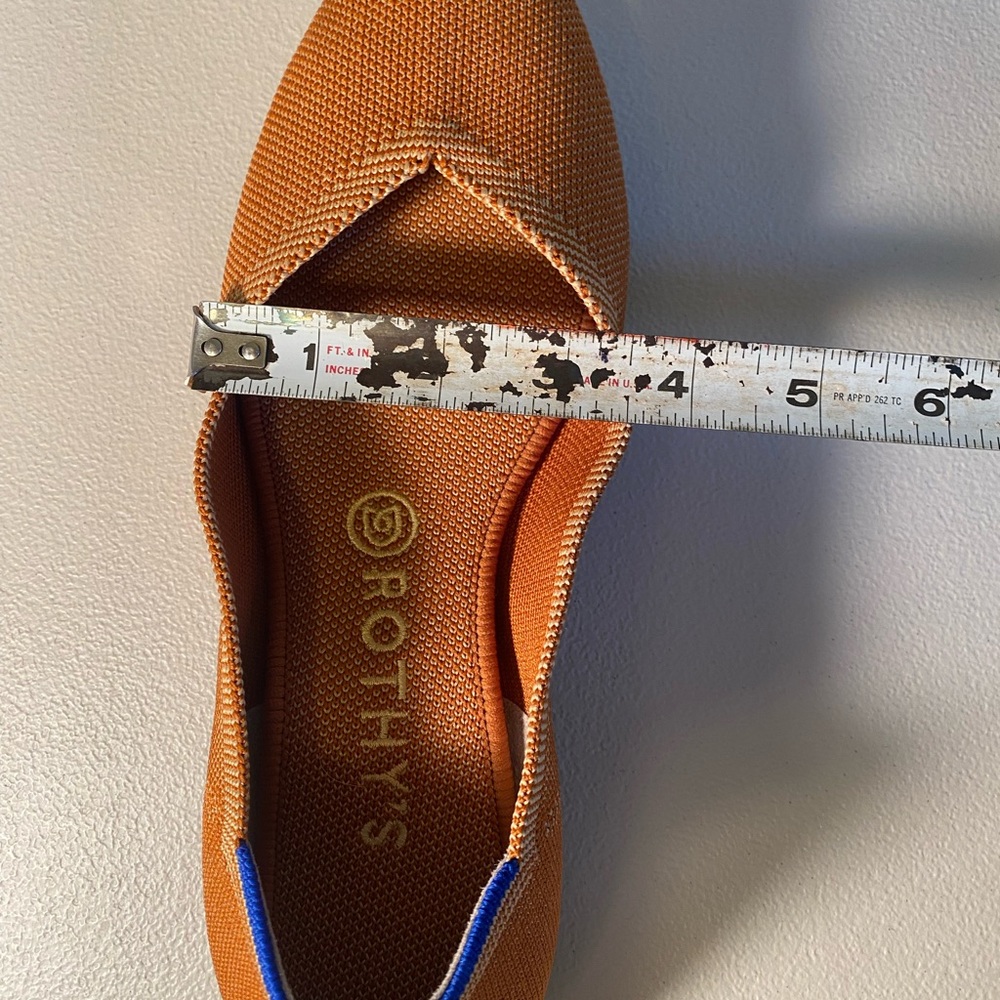Rothy's Shoes Women 7W The Point Flat Knit Pointed Toe Amber Orange Washable - Picture 9 of 9